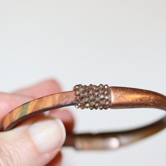 Like New Sundance Copper Leather Beaded Magnet Bracelet - Picture 4 of 6